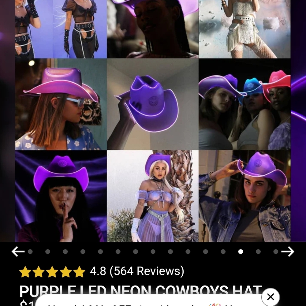 Purple LED Hat - Picture 3 of 3